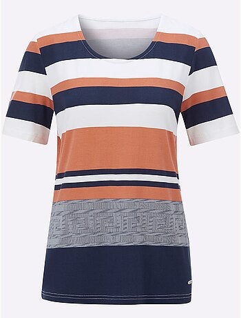 T-shirt à Manches Courtes Rayures Contrastées - Taille Standard - Witt