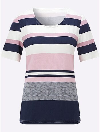 T-shirt à manches courtes rayures contrastées - taille standard - witt