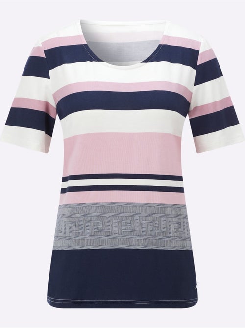 T-shirt à Manches Courtes Rayures Contrastées - Taille Standard - Witt - Kiabi