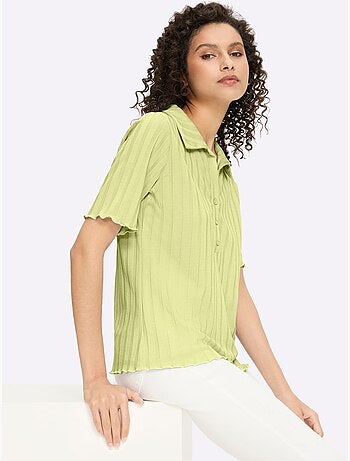 T-shirt à Manches Courtes Rayures Structurées - Taille Standard - Helline