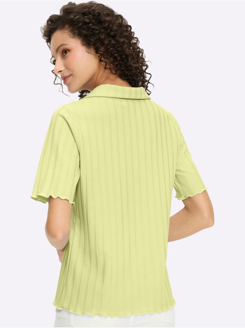 T-shirt à Manches Courtes Rayures Structurées - Taille Standard - Helline Vert pistache - Kiabi