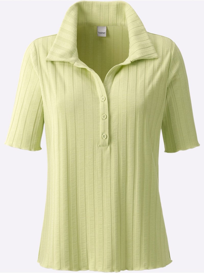 T-shirt à Manches Courtes Rayures Structurées - Taille Standard - Helline Vert pistache - Kiabi