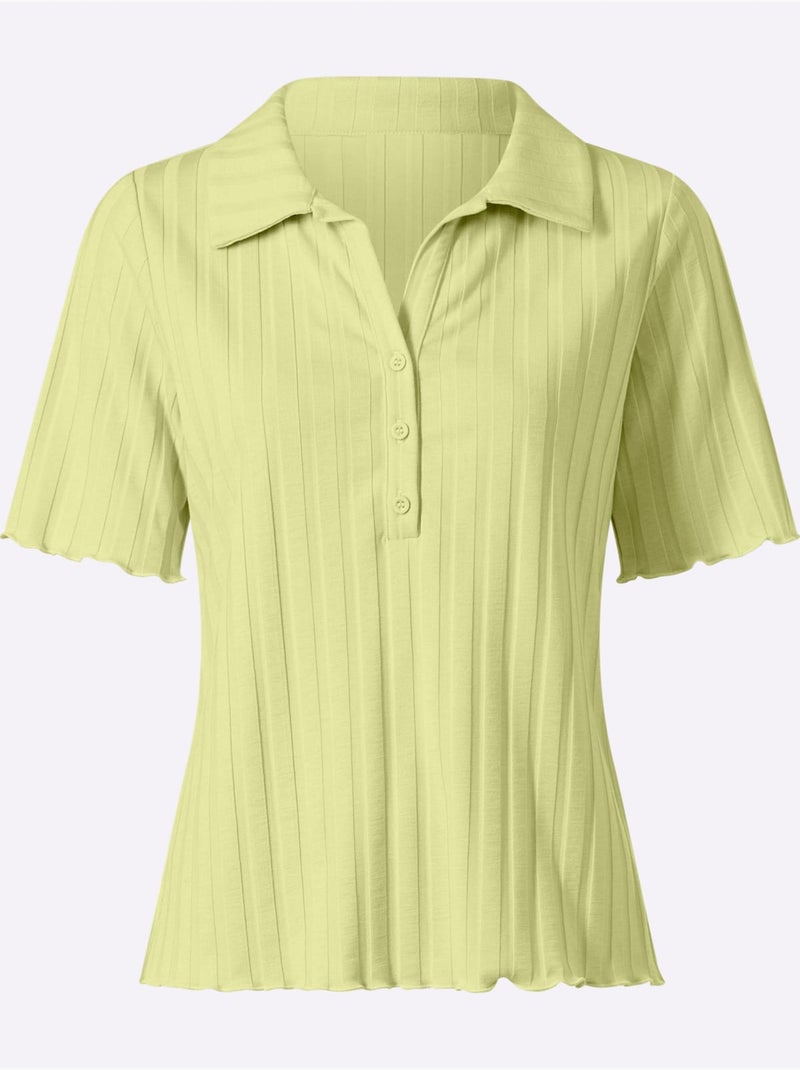 T-shirt à Manches Courtes Rayures Structurées - Taille Standard - Helline Vert pistache - Kiabi