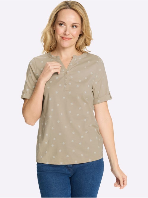 T-shirt à Manches Courtes Revers Aux Manches - Taille Standard - Moda Vilona - Kiabi
