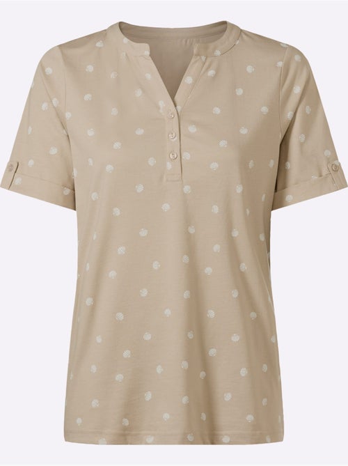 T-shirt à Manches Courtes Revers Aux Manches - Taille Standard - Moda Vilona - Kiabi