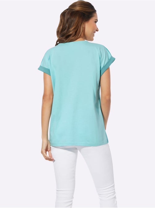 T-shirt à Manches Courtes Revers Aux Manches Décoratif - Taille Standard - Moda Vilona - Kiabi T-shirt à Manches Courtes Revers Aux Manches Décoratif - Taille Standard - Moda Vilona - Kiabi