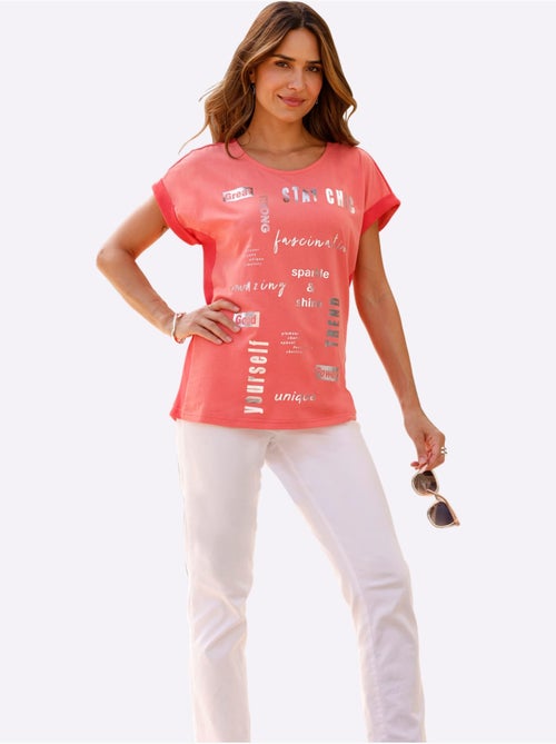 T-shirt à Manches Courtes Revers Aux Manches Décoratif - Taille Standard - Moda Vilona - Kiabi T-shirt à Manches Courtes Revers Aux Manches Décoratif - Taille Standard - Moda Vilona - Kiabi