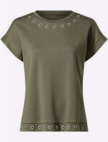 T-shirt à manches courtes rivets décoratifs - taille standard - helline