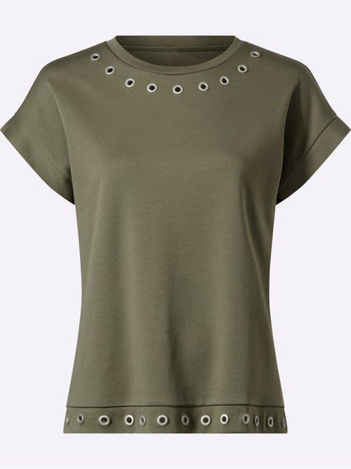 T-shirt à Manches Courtes Rivets Décoratifs - Taille Standard - Helline - Kiabi