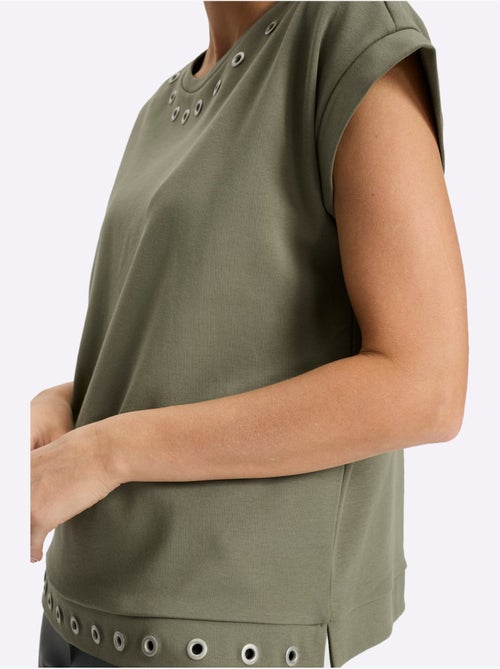 T-shirt à Manches Courtes Rivets Décoratifs - Taille Standard - Helline - Kiabi