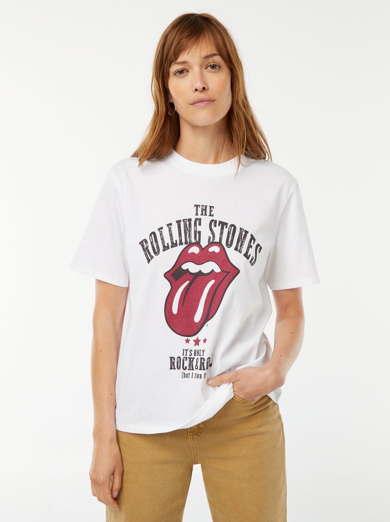 T-shirt à manches courtes 'Rolling Stones' BLANC - Kiabi
