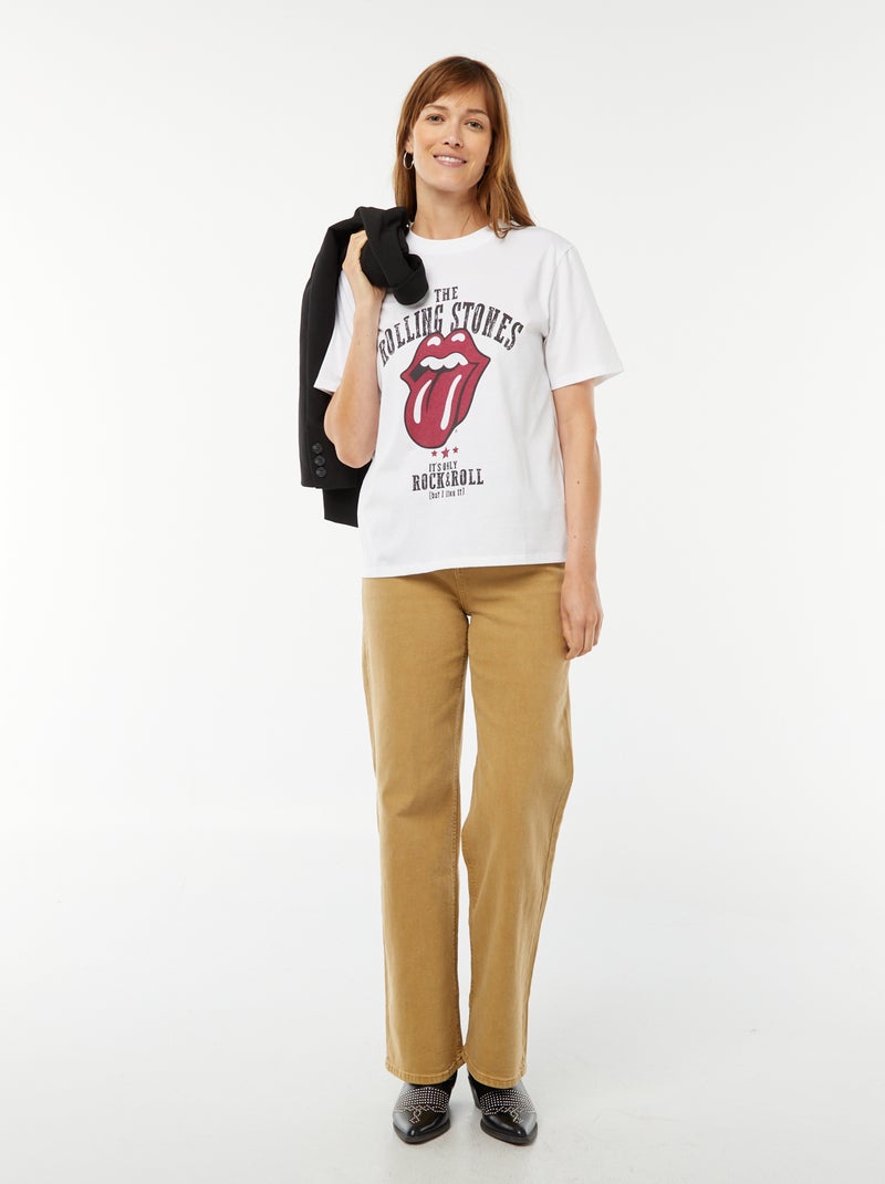 T-shirt à manches courtes 'Rolling Stones' BLANC - Kiabi