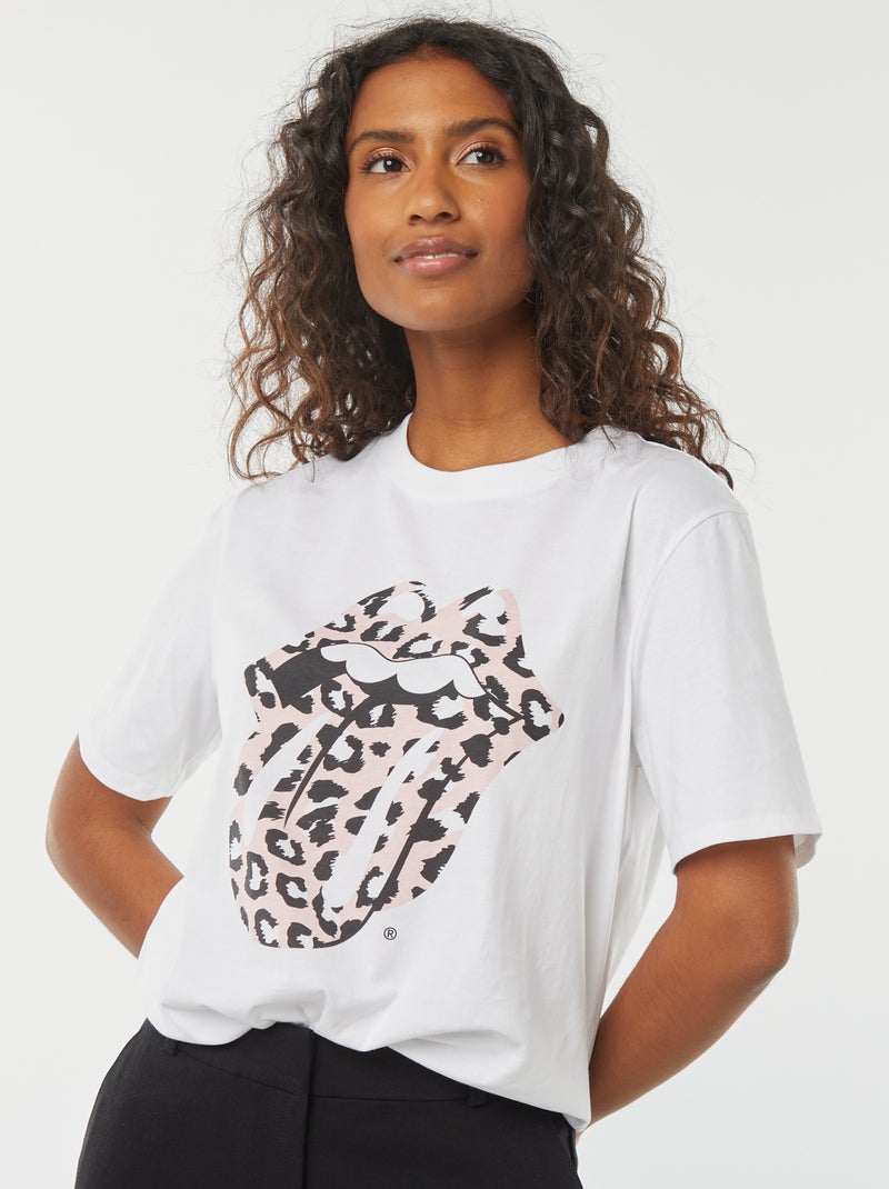T-shirt à manches courtes 'Rolling Stones' BLANC - Kiabi