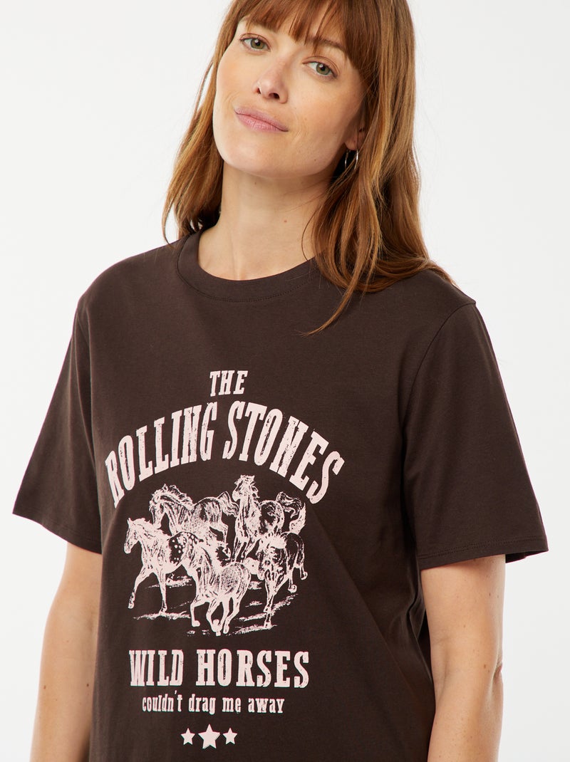 T-shirt à manches courtes 'Rolling Stones' MARRON - Kiabi