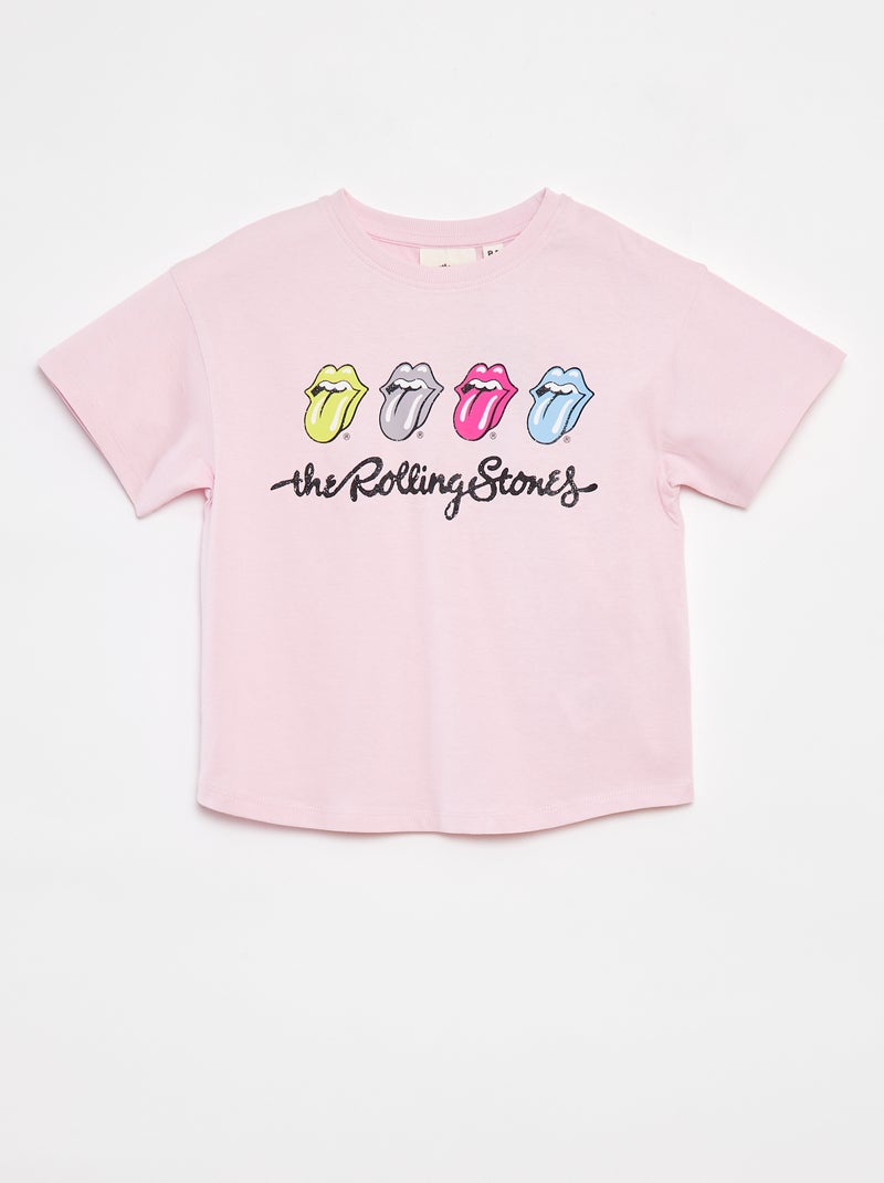 T-shirt à manches courtes 'Rolling Stones' Rose - Kiabi