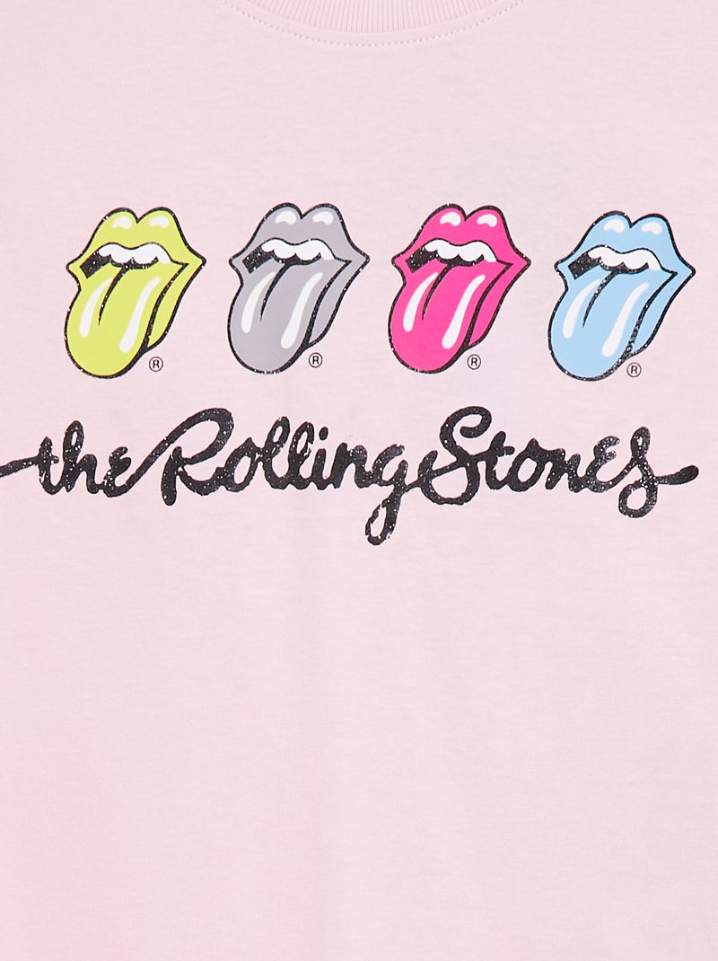 T-shirt à manches courtes 'Rolling Stones' Rose - Kiabi