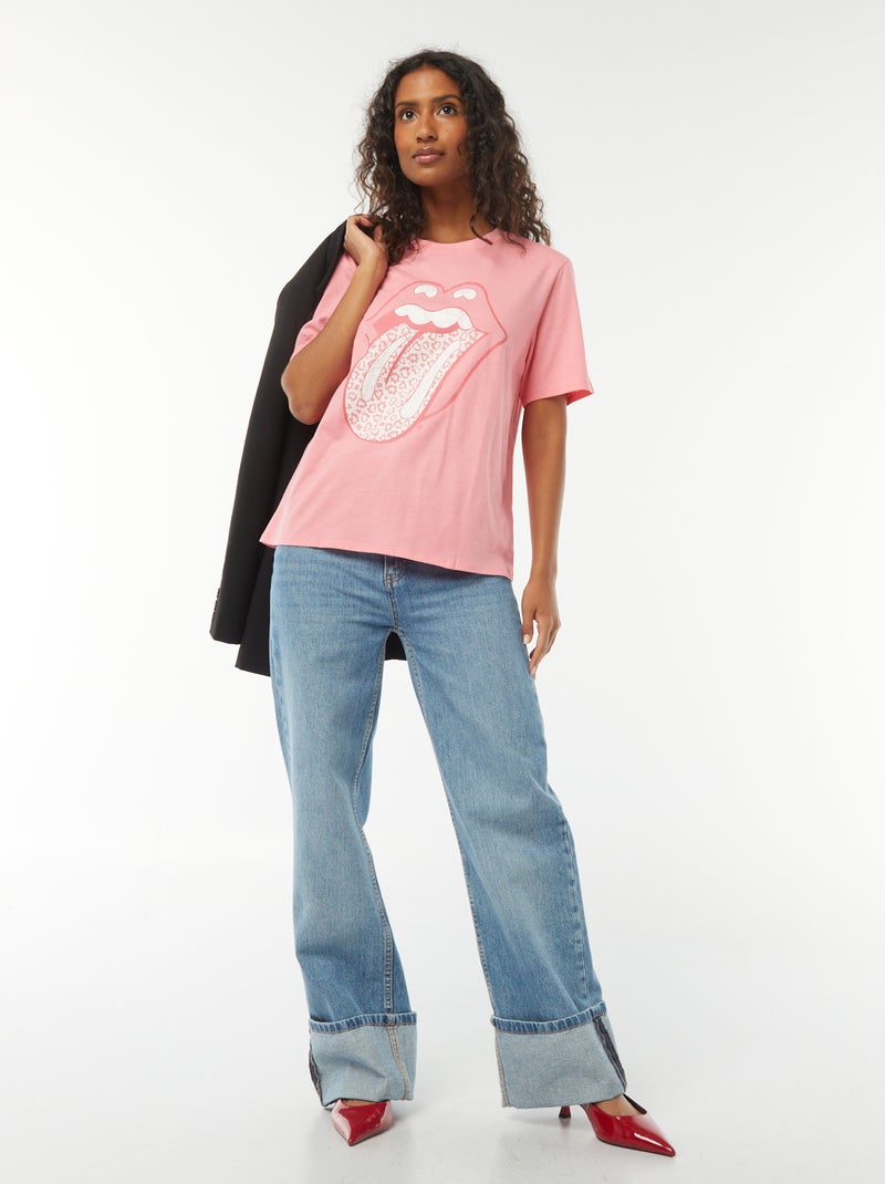 T-shirt à manches courtes 'Rolling Stones' ROSE - Kiabi