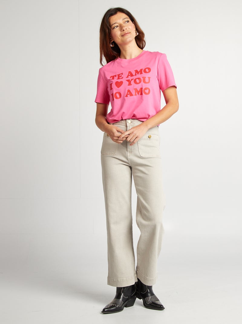 T-shirt à manches courtes Rose - Kiabi