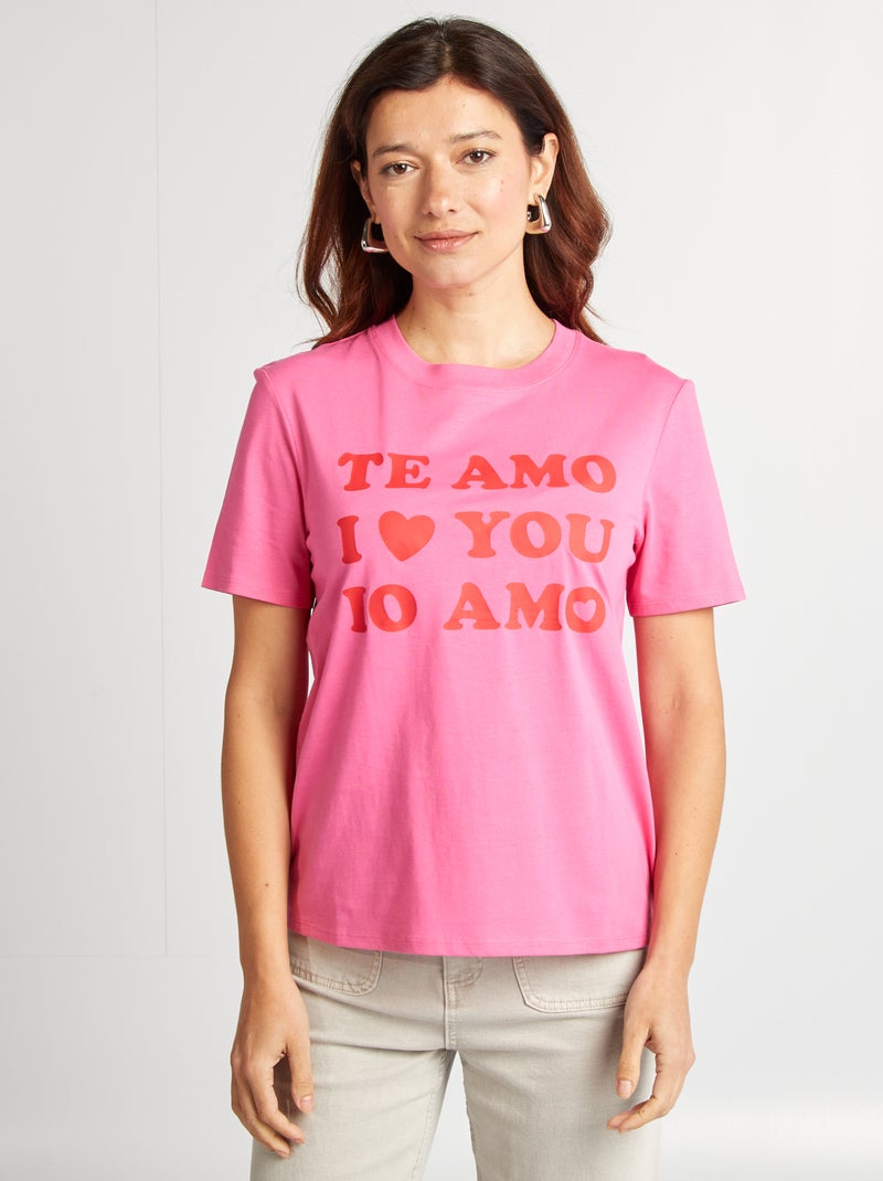 T-shirt à manches courtes Rose - Kiabi