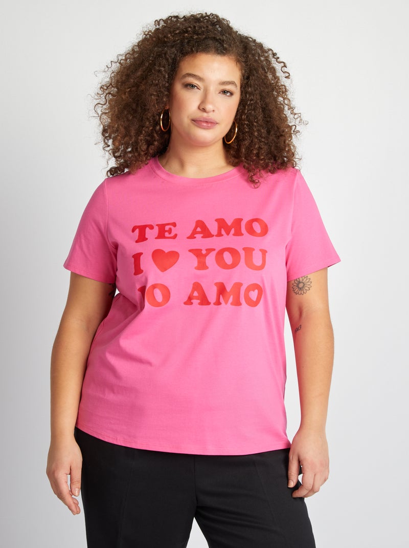 T-shirt à manches courtes Rose fuchsia - Kiabi