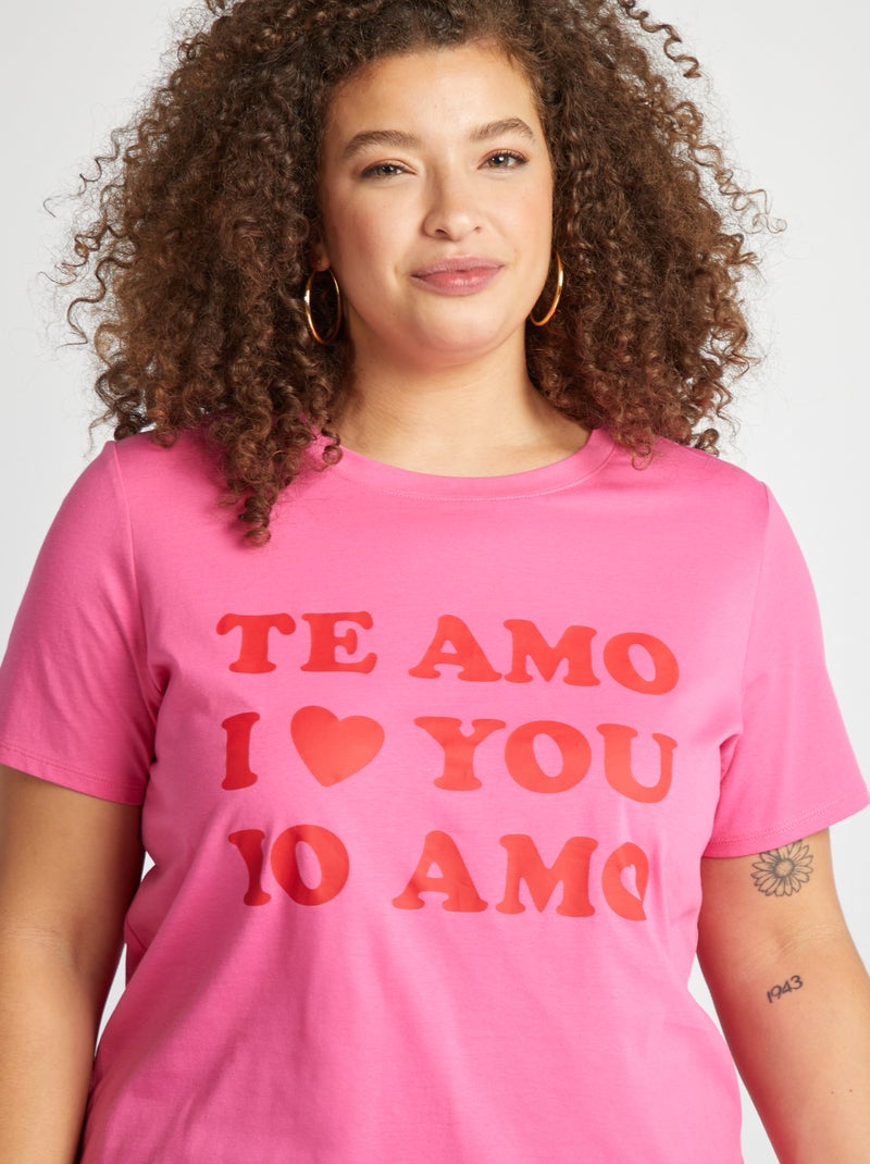 T-shirt à manches courtes Rose fuchsia - Kiabi