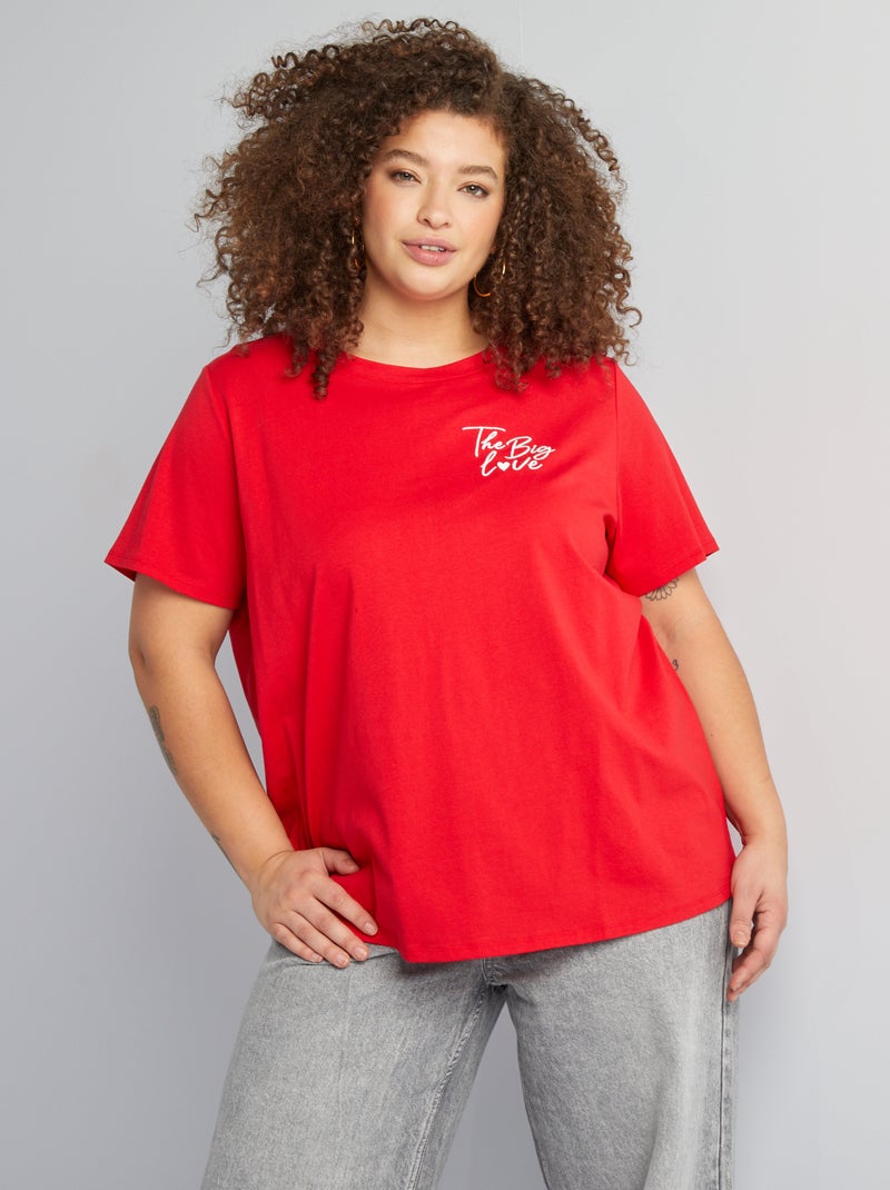 T-shirt à manches courtes Rouge - Kiabi