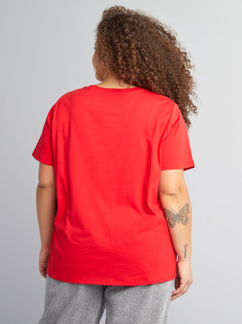 T-shirt à manches courtes Rouge - Kiabi