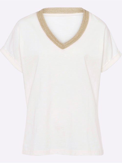 T-shirt à Manches Courtes Ruban à L'encolure - Taille Standard - helline - Kiabi