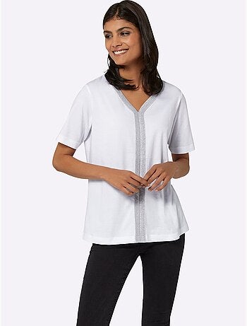 T-shirt à Manches Courtes Ruban Brillant - Taille Standard - Moda Vilona