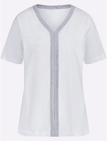 T-shirt à Manches Courtes Ruban Brillant - Taille Standard - Moda Vilona
