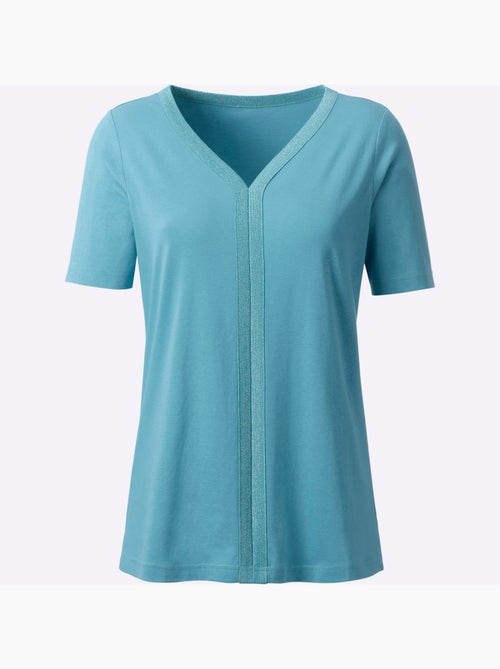 T-shirt à Manches Courtes Ruban Brillant - Taille Standard - Moda Vilona - Kiabi