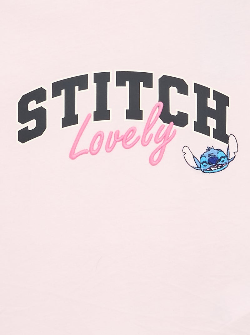 T-shirt à manches courtes 'Stitch' Rose - Kiabi