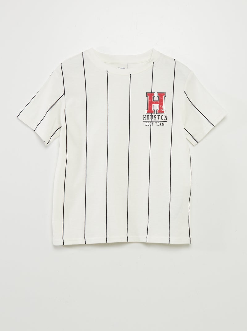 T-shirt à manches courtes style baseball Blanc - Kiabi