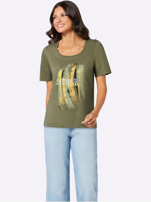 T-shirt à Manches Courtes Superbe Imprimé Brillant - Taille Standard - Moda Vilona - Kiabi