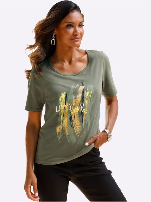 T-shirt à Manches Courtes Superbe Imprimé Brillant - Taille Standard - Moda Vilona - Kiabi