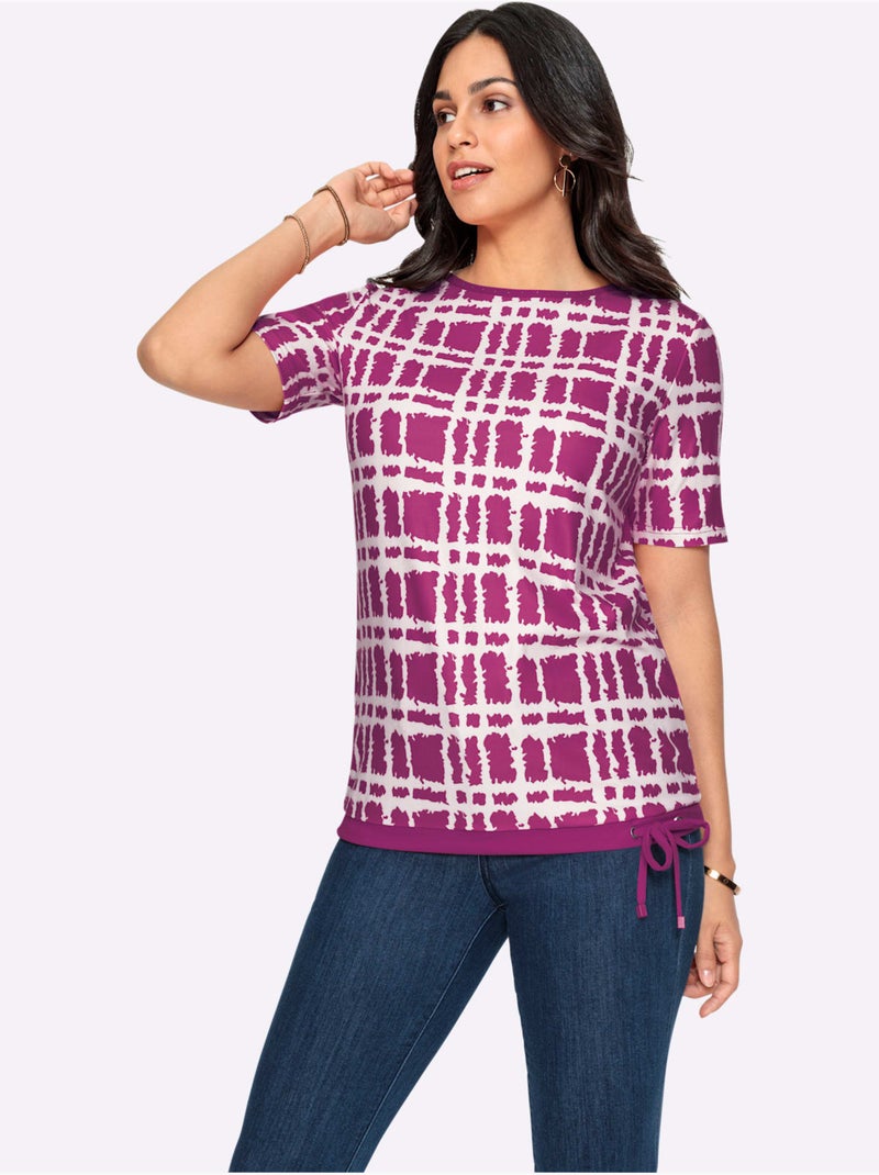 T-shirt à Manches Courtes Superbe Qualité Douce Et Fluide - Taille Standard - Witt Blanc Magenta - Kiabi