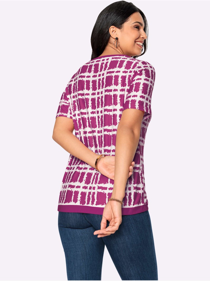 T-shirt à Manches Courtes Superbe Qualité Douce Et Fluide - Taille Standard - Witt Blanc Magenta - Kiabi