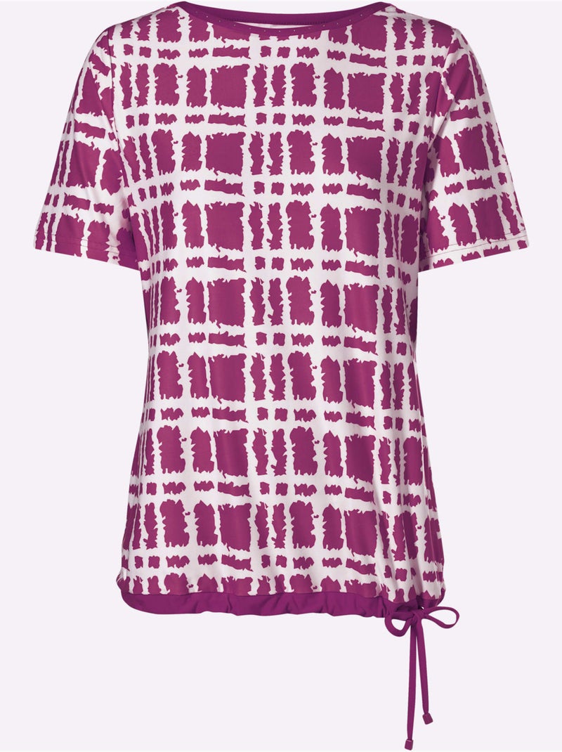T-shirt à Manches Courtes Superbe Qualité Douce Et Fluide - Taille Standard - Witt Blanc Magenta - Kiabi