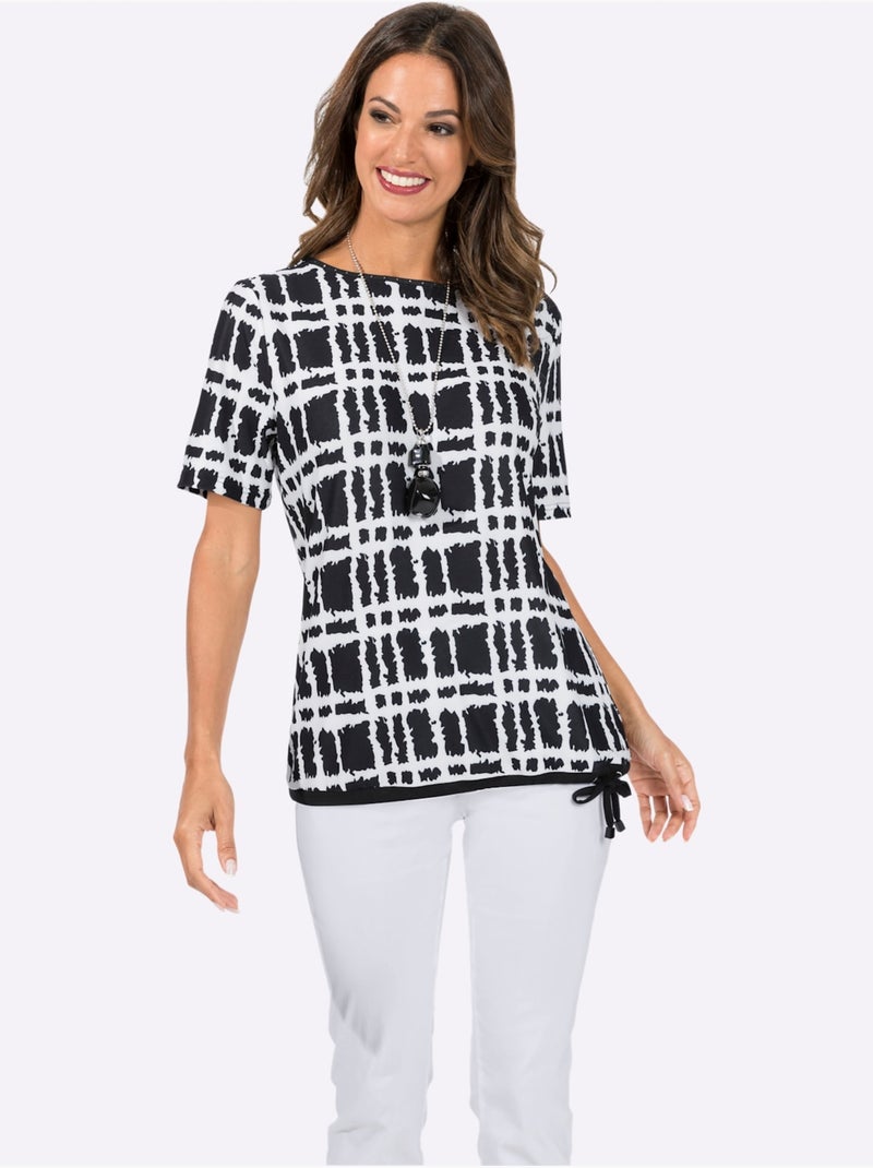 T-shirt à Manches Courtes Superbe Qualité Douce Et Fluide - Taille Standard - Witt Noir Ecru - Kiabi