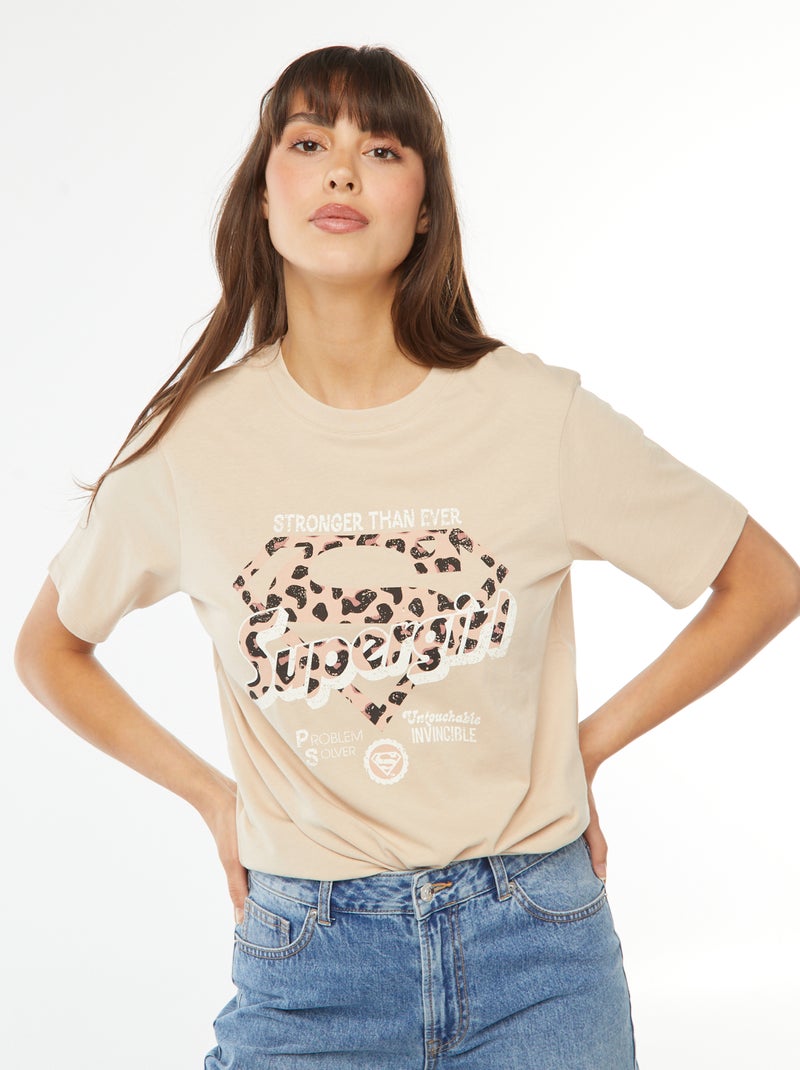 T-shirt à manches courtes 'Superman' Beige - Kiabi