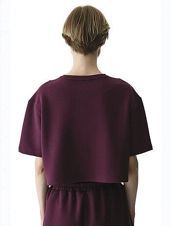 T-shirt à manches courtes texturé effet soyeux avec détails de couture penti