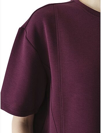 T-shirt à manches courtes texturé effet soyeux avec détails de couture penti
