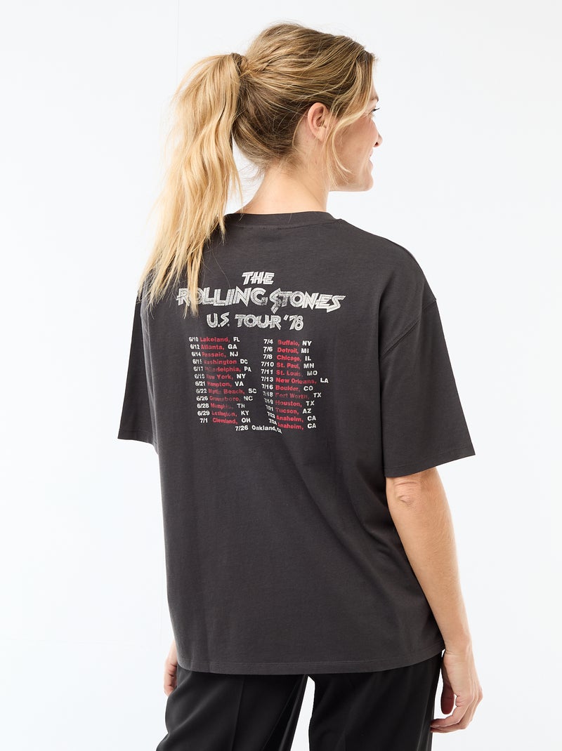 T-shirt à manches courtes 'The Rolling Stones' Noir - Kiabi