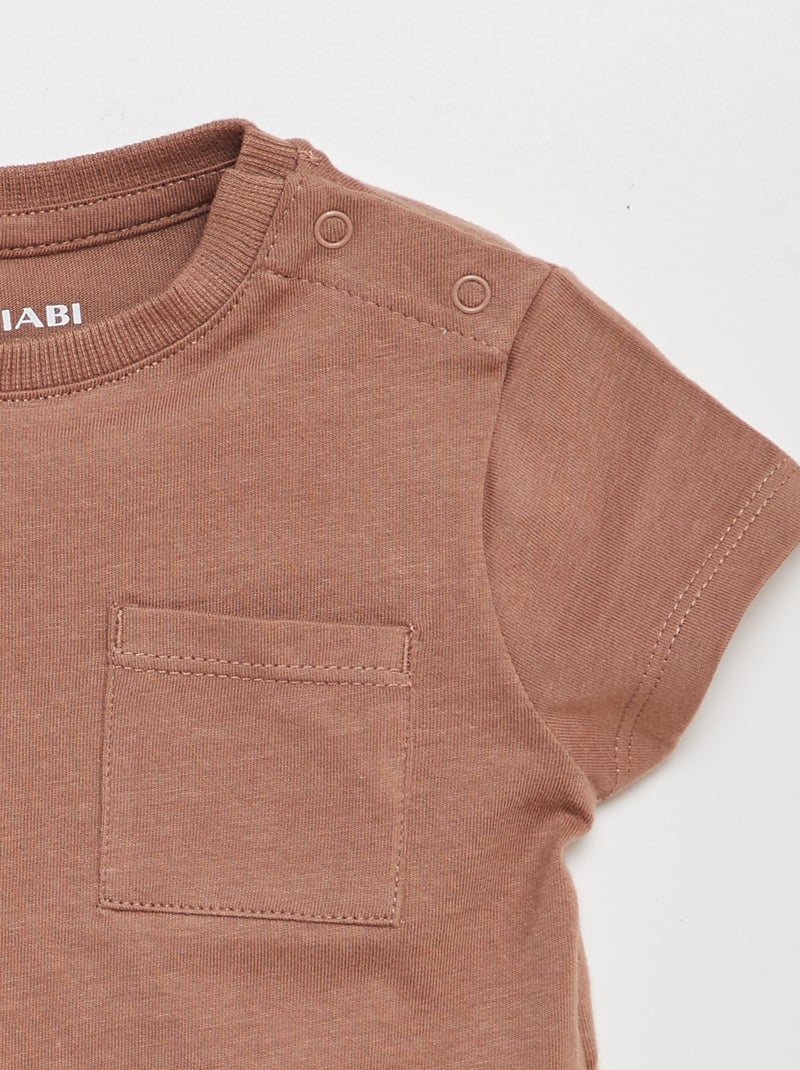 T-shirt à manches courtes uni MARRON - Kiabi