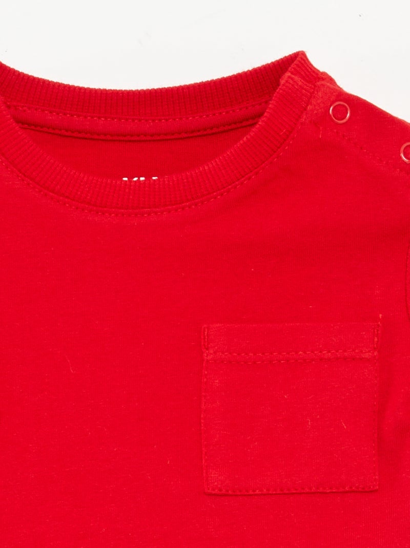 T-shirt à manches courtes uni Rouge - Kiabi