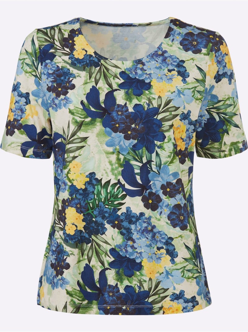 T-shirt à Manches Courtes Viscose - Taille Standard - Witt Bleu - Kiabi