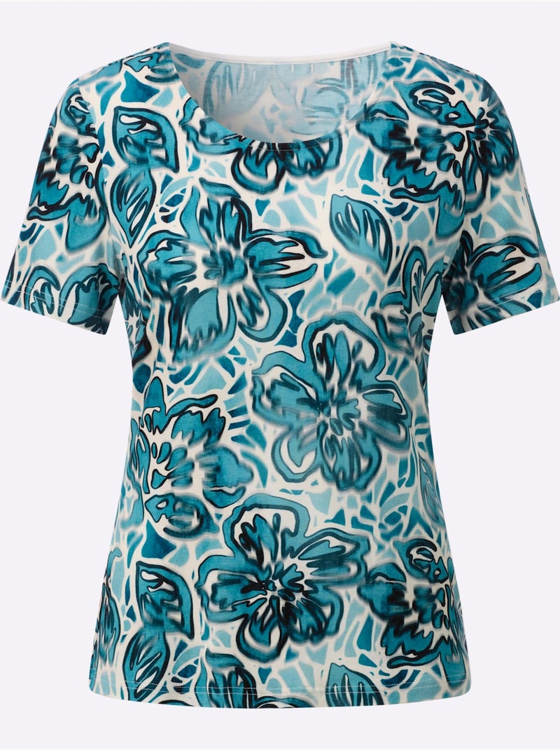 T-shirt à Manches Courtes Viscose - Taille Standard - Witt Bleu - Kiabi
