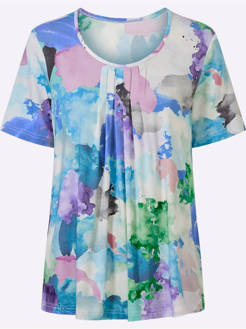 T-shirt à Manches Courtes Viscose - Taille Standard - Witt Bleu Rose - Kiabi