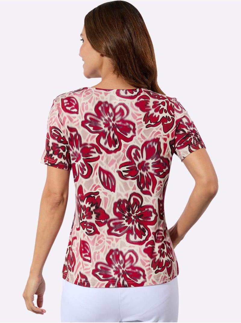 T-shirt à Manches Courtes Viscose - Taille Standard - Witt Bordeaux - Kiabi