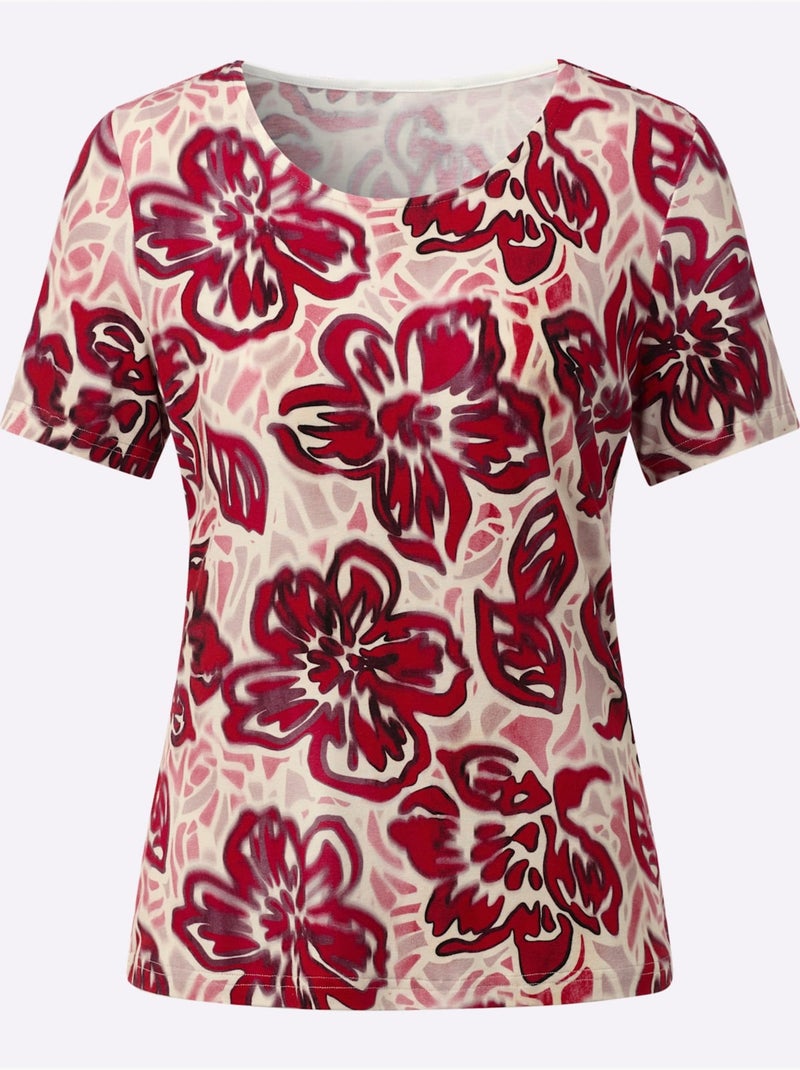 T-shirt à Manches Courtes Viscose - Taille Standard - Witt Bordeaux - Kiabi